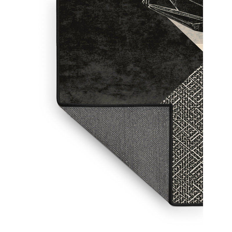 Tapis brun moelleux moelleux à motif géométrique moelleux Adriel, 7 x 10