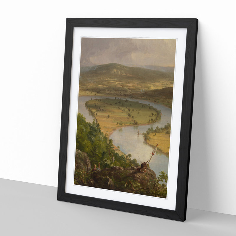 The Oxbow Met by Thomas Cole - Picture Frame Painting, 48cm H x 36cm W x 2cm D, Black Framed