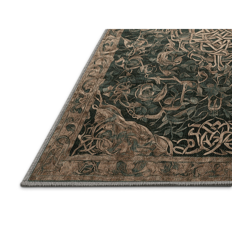 Tapis gris lavable à la machine, Rond 6 pi