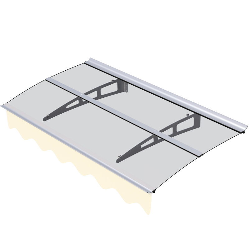 59"x34" Door Window Awning, Polycarbonate Panel, Brackets, Weather , Outdoor Garden Shade Awning 5934w, Solid , Rust- Wind & Rain Proof, Joy Area