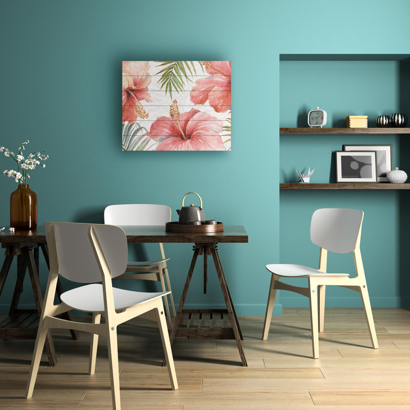 «Tropical Blush I», reproduction, H 18 po x l 22 po x P 0,5 po, Latte en bois