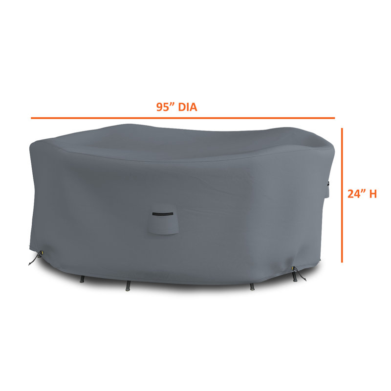 Housse robuste pour table ronde et chaise d'extérieur robuste et polyvalente, H 24 po x l 95 po, gris