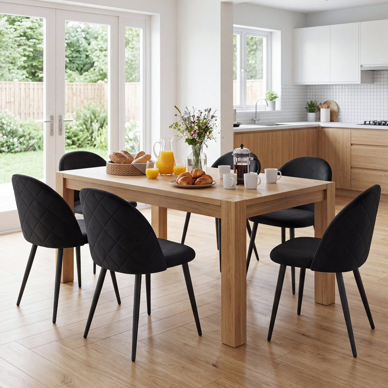 Adebola 43cm H Upholstered Metal Side Chair, Black, 4