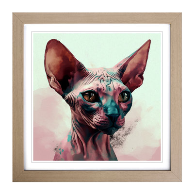 Sphynx Cat Digital Art No.1 - Framed Print