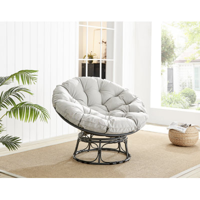 Chaise de jardin Yucaipa Cozy Moon Pod avec coussin - Chaise de patio ou de véranda Papasan