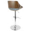 Tabouret de bar réglable Mid-Century avec pivot en tissu noyer et bleu par - ensemble de 2-1067280855