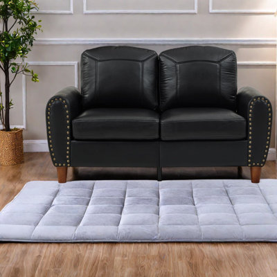 Sturdy 59 Inch Sofas, PU Leather Wood Legs, Classic Rolled Arm for Home