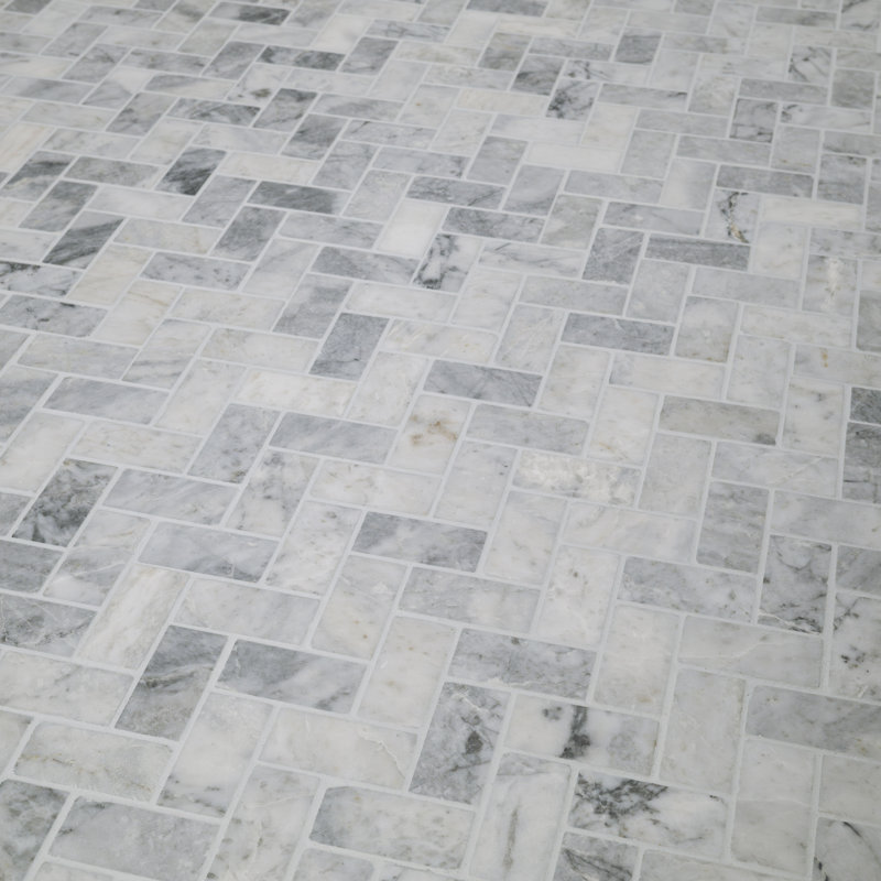 Carreau de mosaïque de plancher et de mur en marbre aiguisé à motif de chevrons 12 po x 12 po Terra Bella
