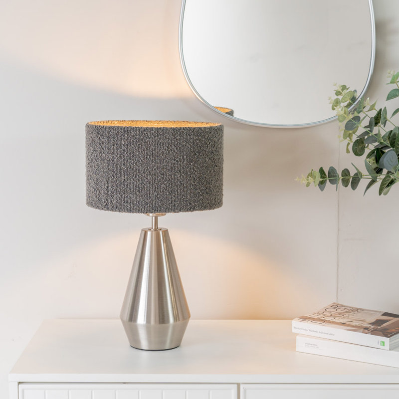 Metal Table Lamp, Charcoal Grey, Silver