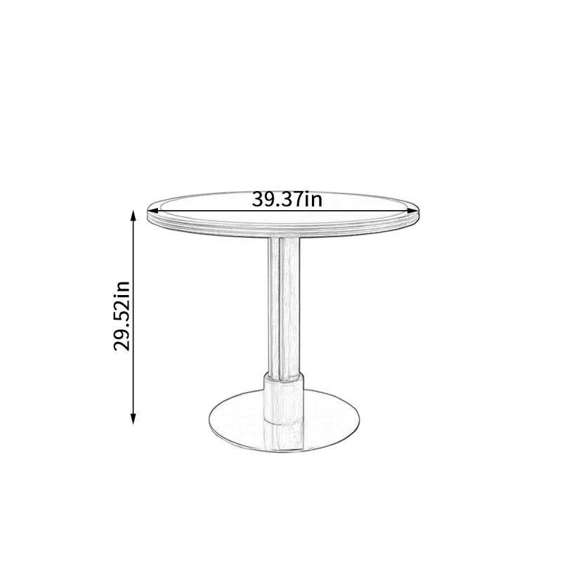 Table ronde multifonctionnelle rétro de style français, H 29,52 po x L 39,37 po x l 39,37 po