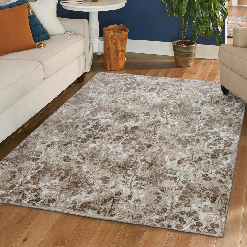 Mamane 1242 Transitional Floral Beige Area Rug, Rectangle 7'10" x 10'6"