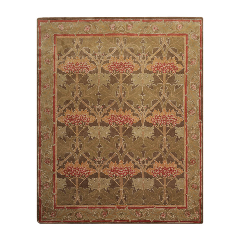 Tapis oriental gris en laine touffeté à la main 9 pi x 12 po Canora, Rectangle 8 pi x 10 pi