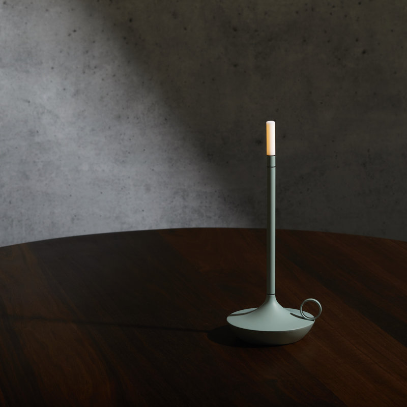 Candle-Inspired Portable Rechargeable Lamp - Wick, Sage Green, 10.2" H x 4.7" W x 4.7" D