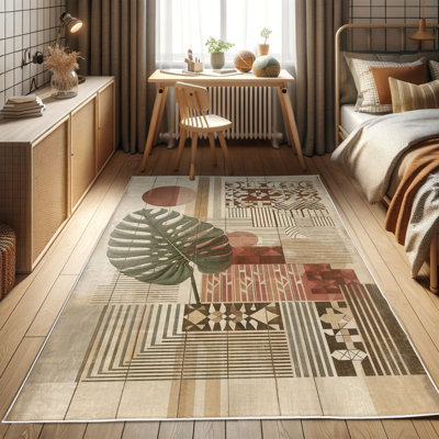 Machine Printed 177cm X 122cm Area Rug