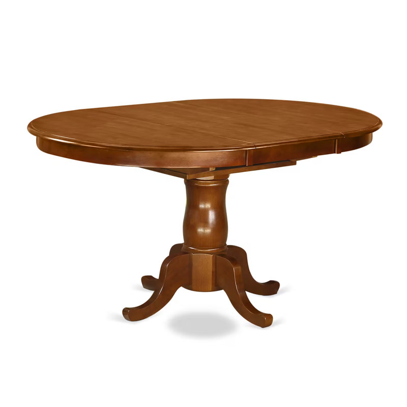 5 Piece Kitchen Table Set for 4 Includes an Oval Dining Room Table with Butterfly Leaf and 4 Faux Leather Upholstered Chairs, Saddle Brown
