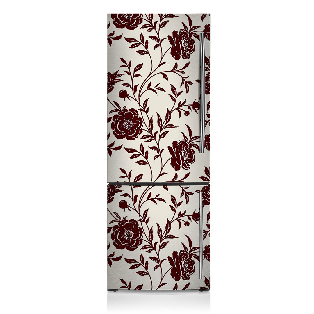 Maroon Floral Freezer Door Sticker