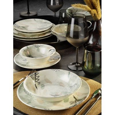 24 Piece Porcelain China Dinnerware Set - Service for 6