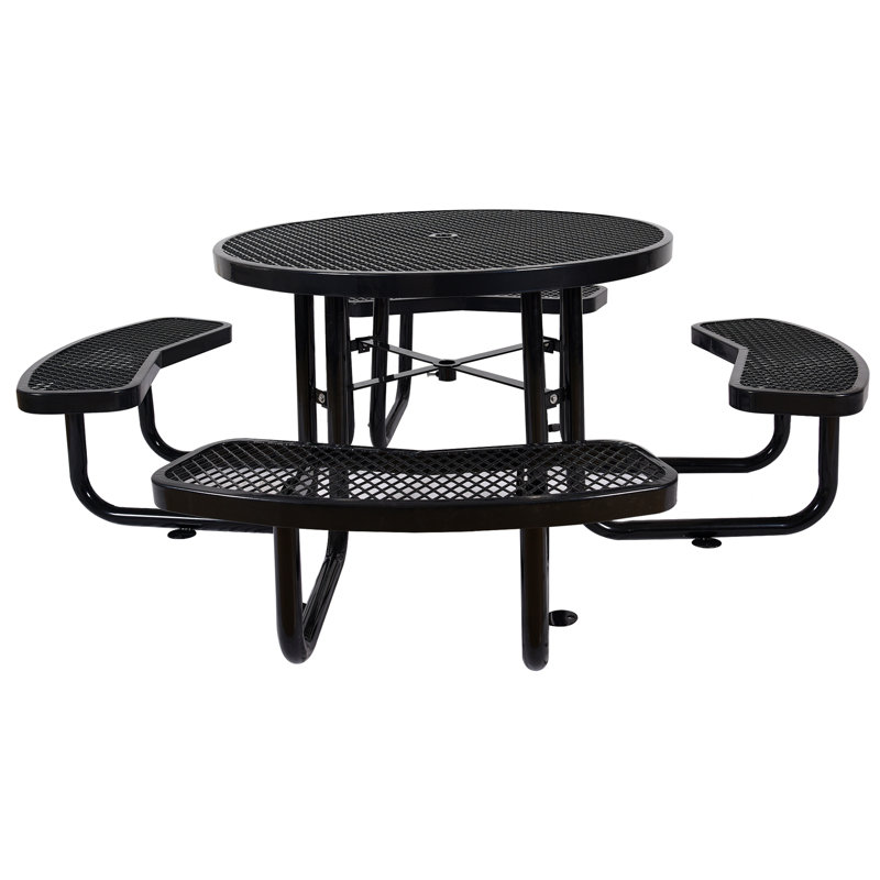Round outdoor steel picnic table, Black