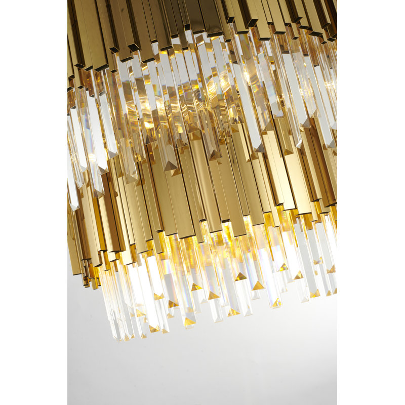 Transitional 12-Light Round Gold Crystal Chandelier 