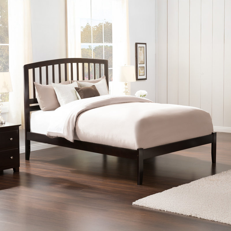 Lit plateforme en bois massif Careaga, Lit double, Espresso