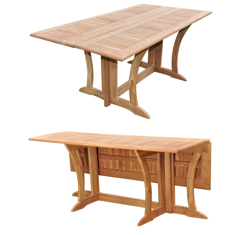 Lenworth Extendable Rectangular Teak Outdoor Folding Dining Table