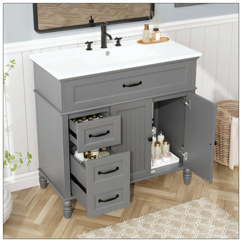 Ensemble de tiroirs de meuble-lavabo gris, Gris