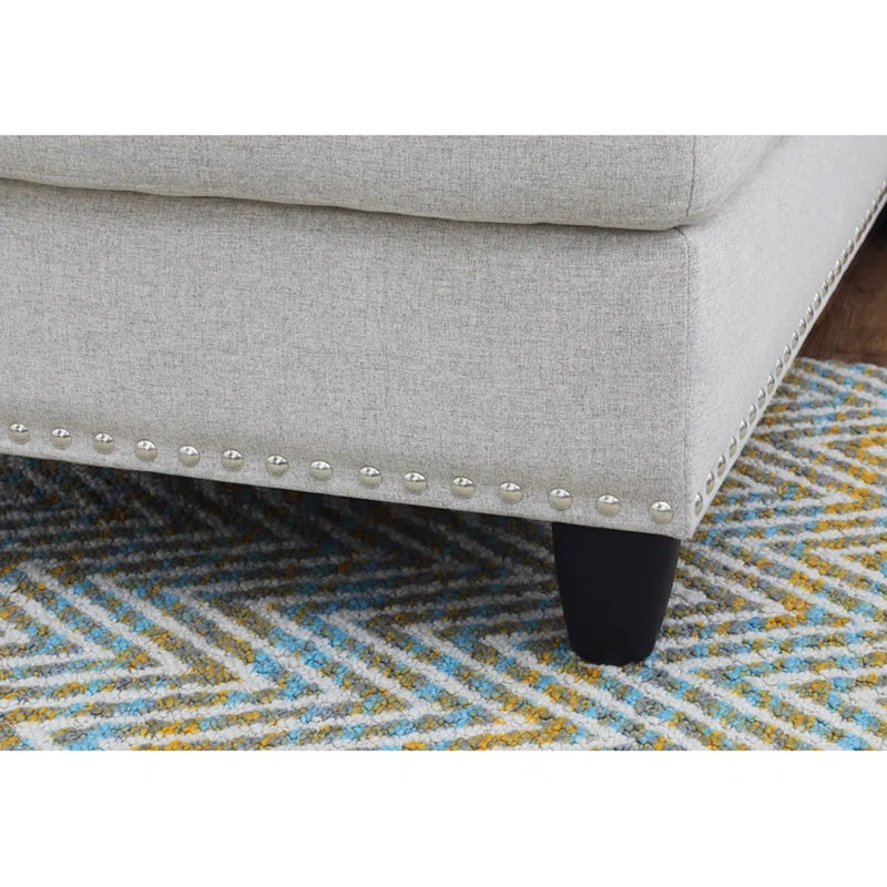 Canapé modulaire en L 3 pièces gris avec coussin décoratif, idéal pour les soirées cinéma / cinéma, deux porte-gobelets rabattables, des coussins décoratifs, un rangement intérieur assorti, une structure en bois massif et en bois d'ingénierie,