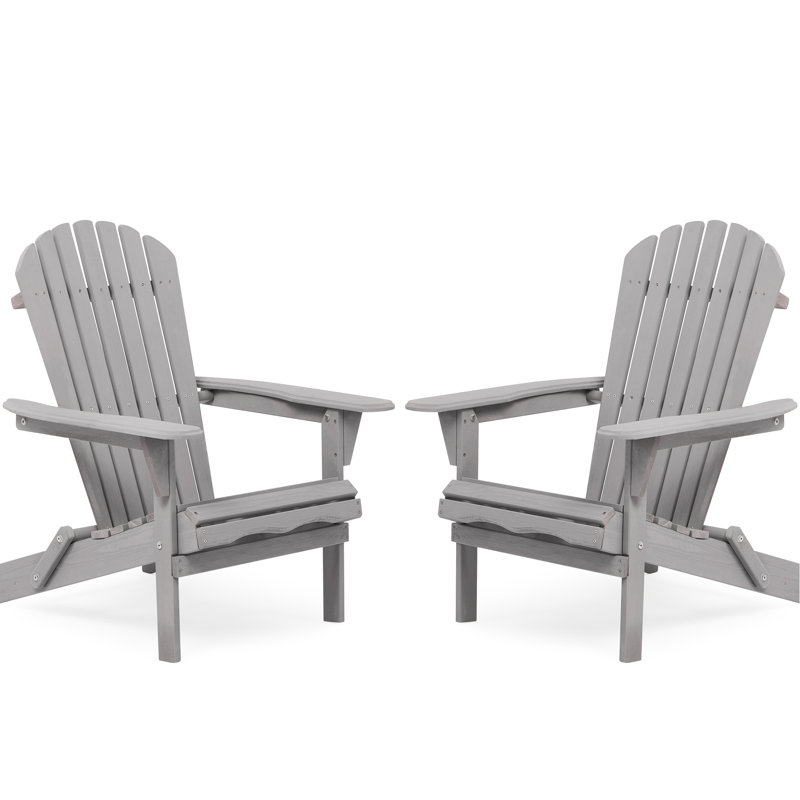 Chaise de patio grise en bois massif - pliante pour le jardin, la pelouse et la cour, Gris