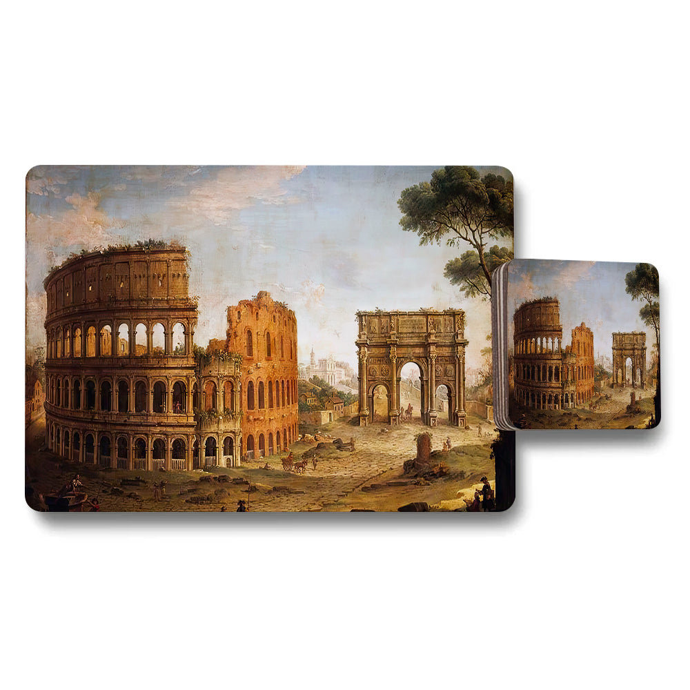 Ancient Rome Colosseum And Archways Placemat And Coaster Set