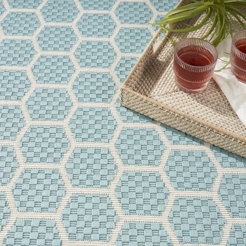 Tapis intérieur / extérieur géométrique réversible Kyee, Rectangle de 10 pi x 14 pi