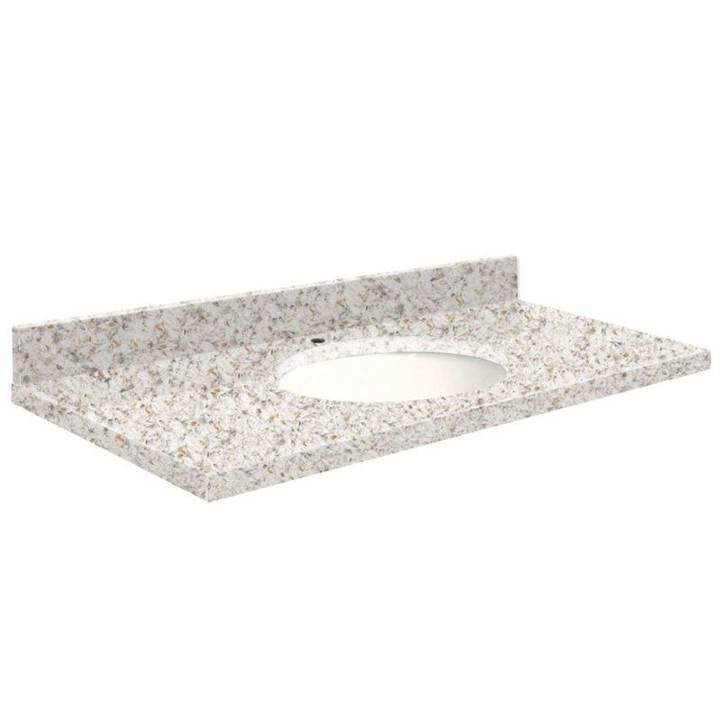 Dessus de salle de bain simple 25 po meuble-lavabo, Centré de 8 pouces, Blanc, Côte de Sorrento