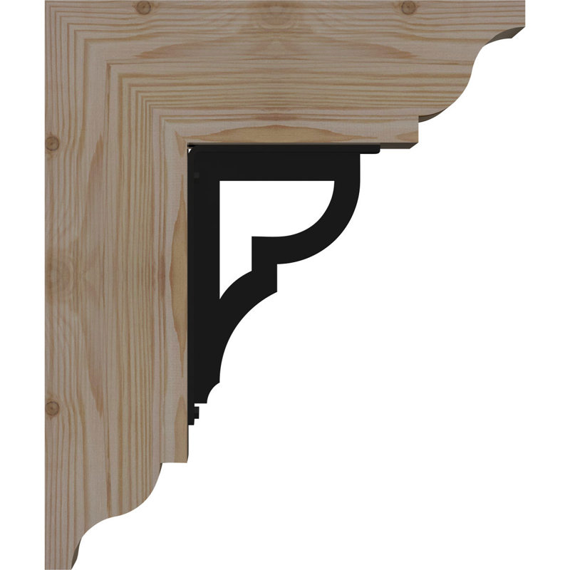 Support simple en fer Bradford 8 po, H 16 po x P 13 1/2 po, Sapin de Douglas l 3 1/2 po x T 4 po (lisse)