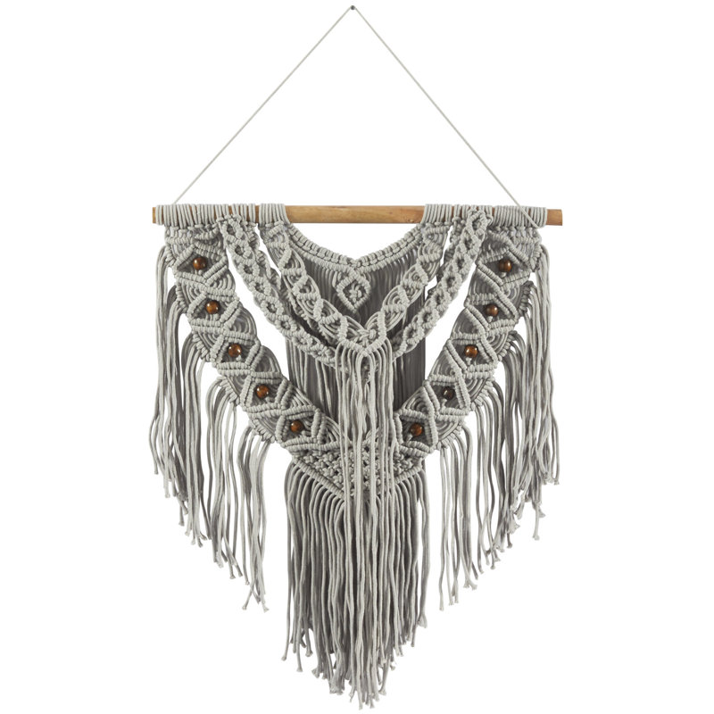 Hand Woven Blended Fabric Wall Hanging, Gray, 42" H x 32" W x 1" D