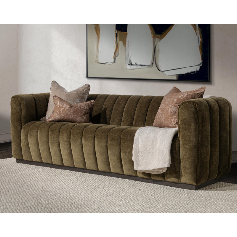 Vanty 92'' Upholstered Fabric Sofa, Olive Green