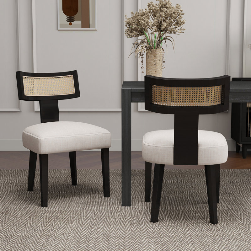 Chaises de salle à manger rembourrées Farhat, Beige / noir , Noir, noir, noir, noir
