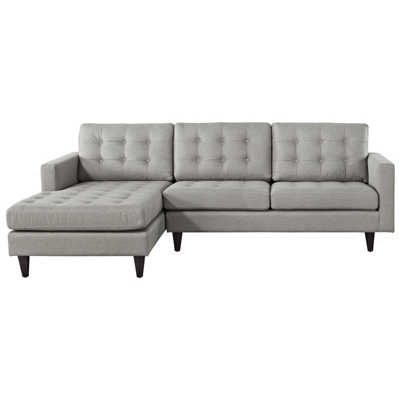 Modway Empress Sectional Sofa, Light Grey Velvet, 34" H x 99.5" W x 60.5" D, Left Hand Facing