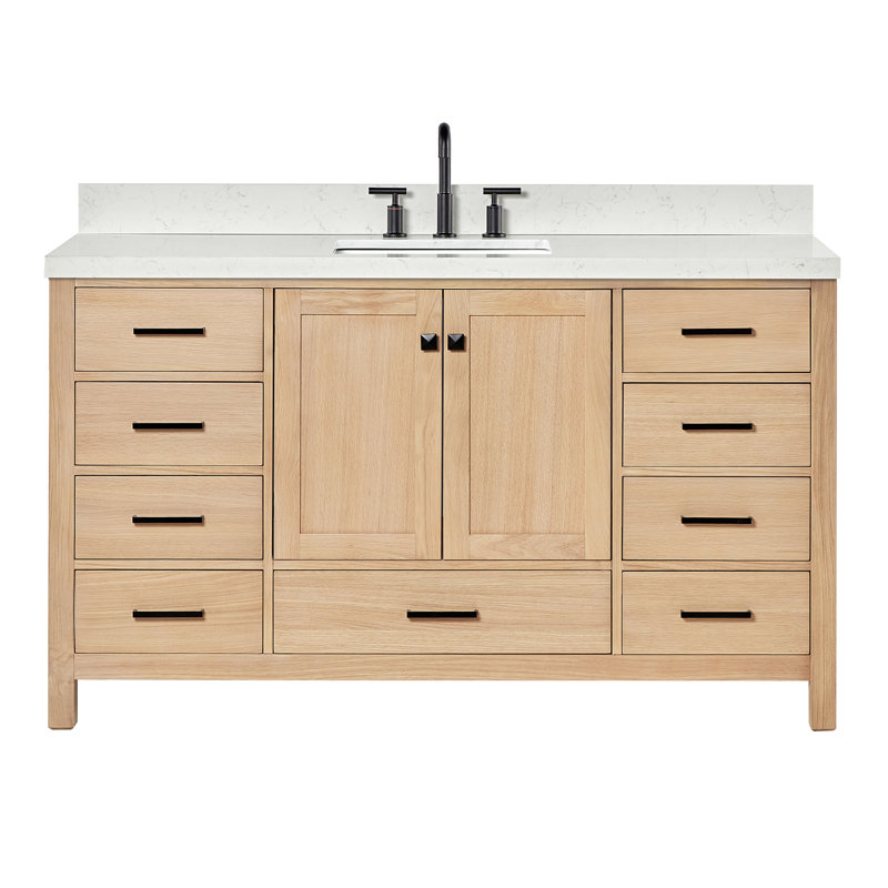  Ensemble de meuble-lavabo simple 60 "60", Chêne, Rectangular