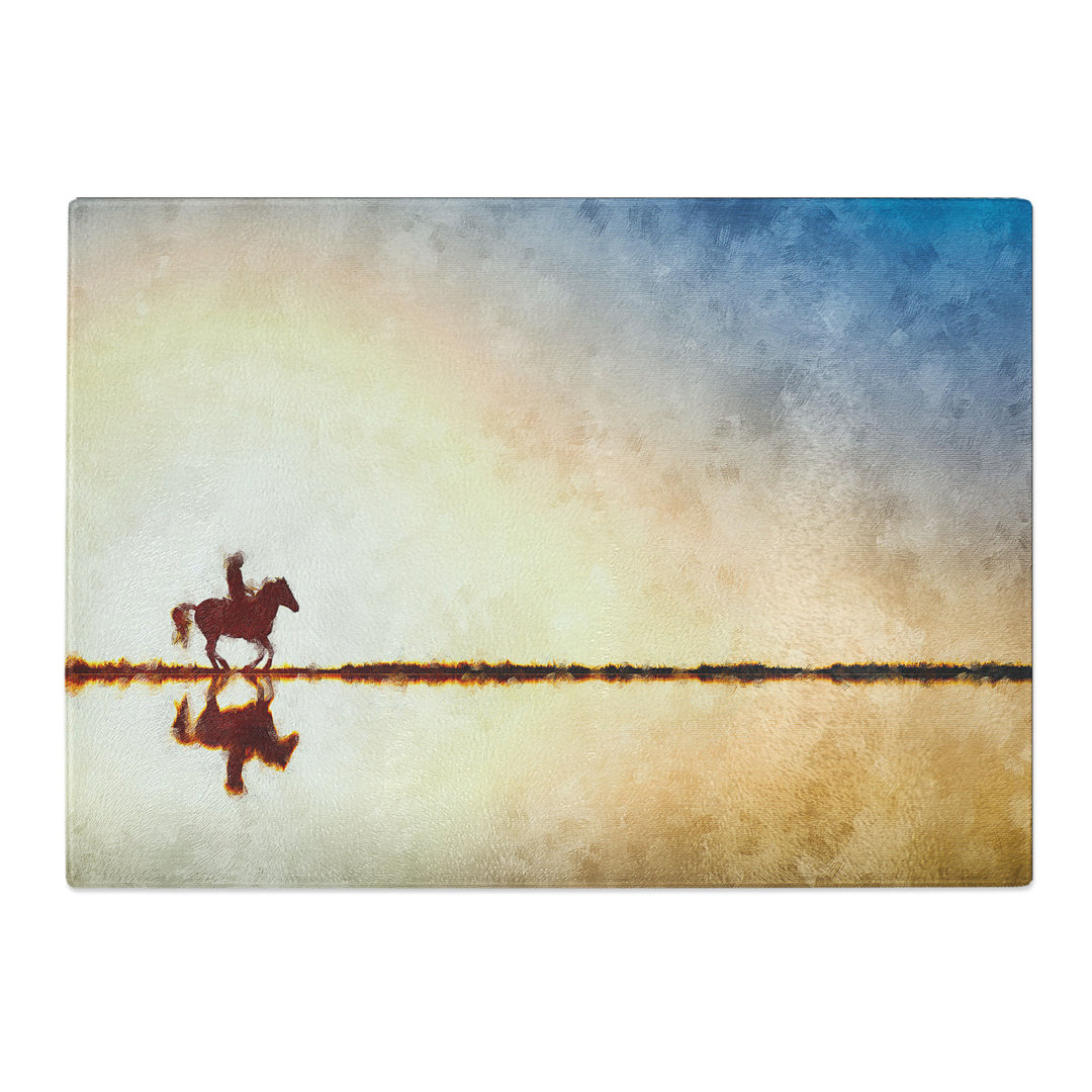 Tempered Glass Horse Riding in the Sunlight Chopping Board