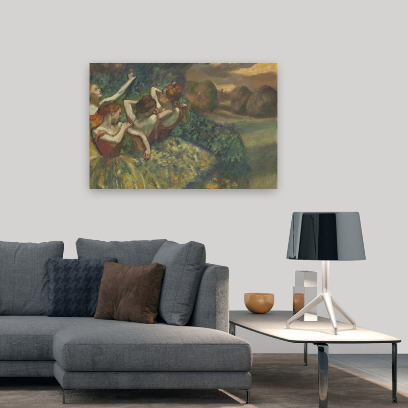 Quatre danseuses, vers 1899, estampe d'art mural contemporain abstraite impressionniste, H 32 po x l 48 po
