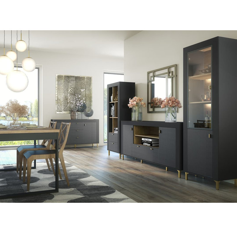 Naveena 177cm Sideboard, Black/Oak