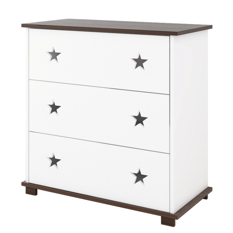 Kaplan Kids 3 - Drawer Chest, Dark brown and white