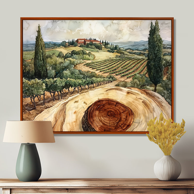 Winn - Vineyard, art mural, H 30 po x l 40 po, Brun, Impression encadrée flottante