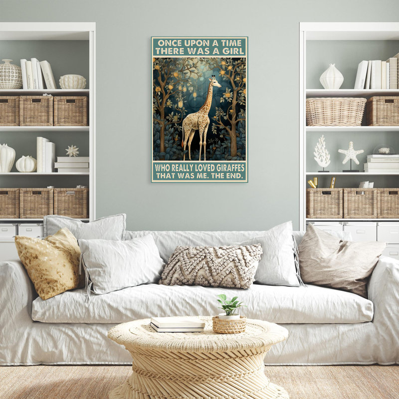 «Who Really Lived Giraffes» - 1 pièce, motif rectangulaire, «Who Really Love Giraffes», 1 pièce, impression sur toile tendue sur toile tendue