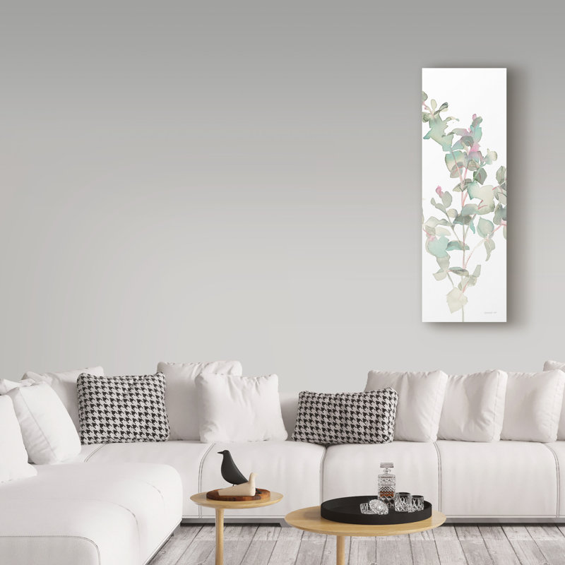 Reproduction d’art sur toile tendue, "eucalyptus II White crop" par Danhui nai, H 32 po x l 10 po
