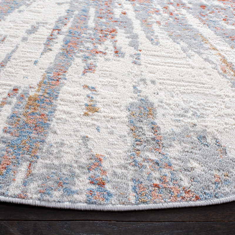 Amelia Cotton Abstract Rug, Round 6'7"