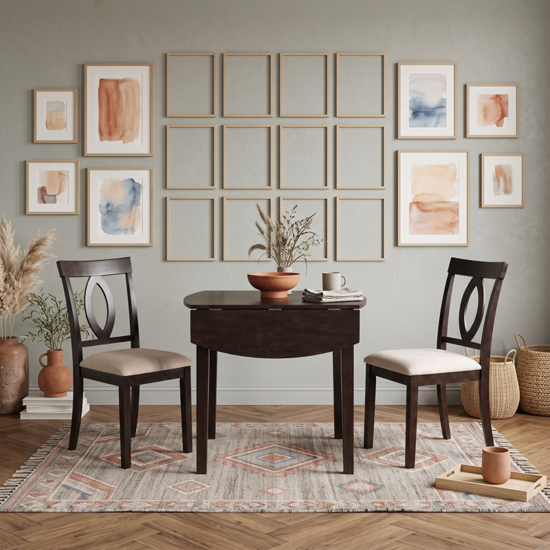 Ensemble de table de salle à manger extensible Drop Leaf, Beige / brun foncé