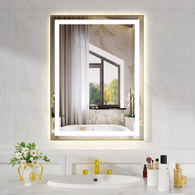 Éclairage avant et arrière à lumière DEL trempé, 24 po x 32 po, Gold