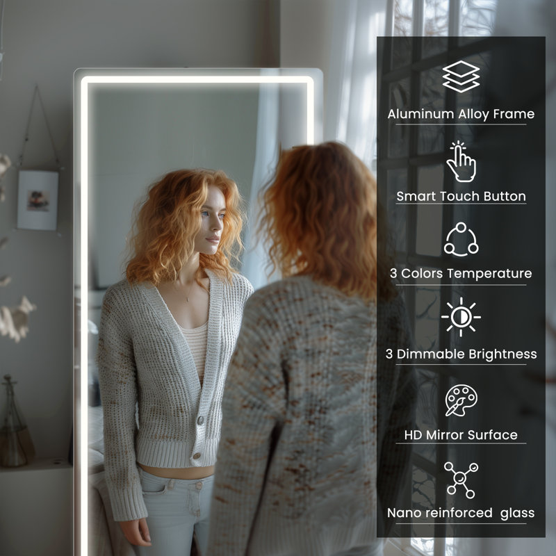Tavey Aluminum Rectangle LED Mirror, 63" x 20