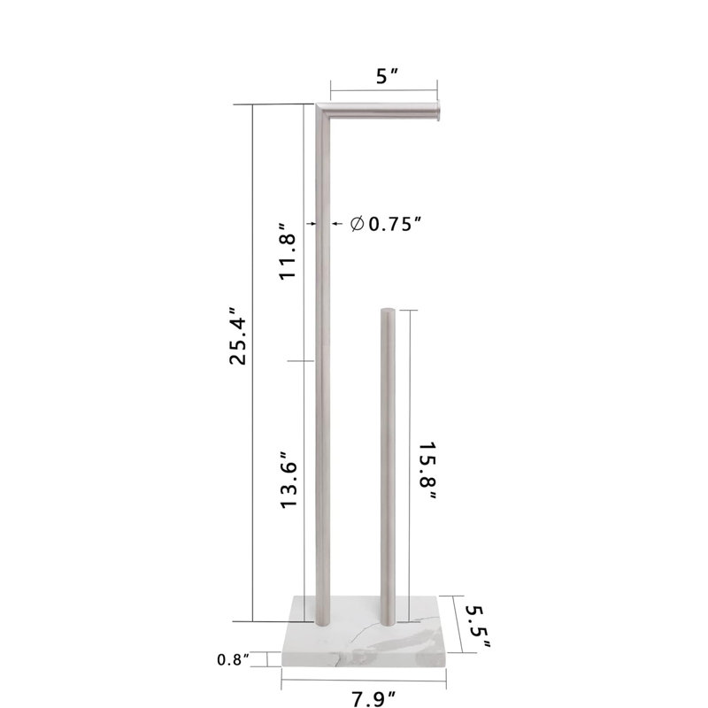 Porte-papier hygiénique sur pied autoportant avec base en acier inoxydable Sus304