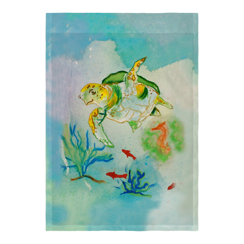 Drapeau de jardin en polyester 1 face Sea Turtle, H 18 po x l 12,5 po